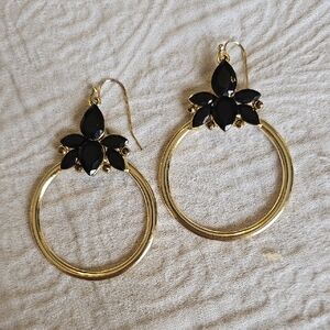 Elegant Black and Gold Hoop Earrings